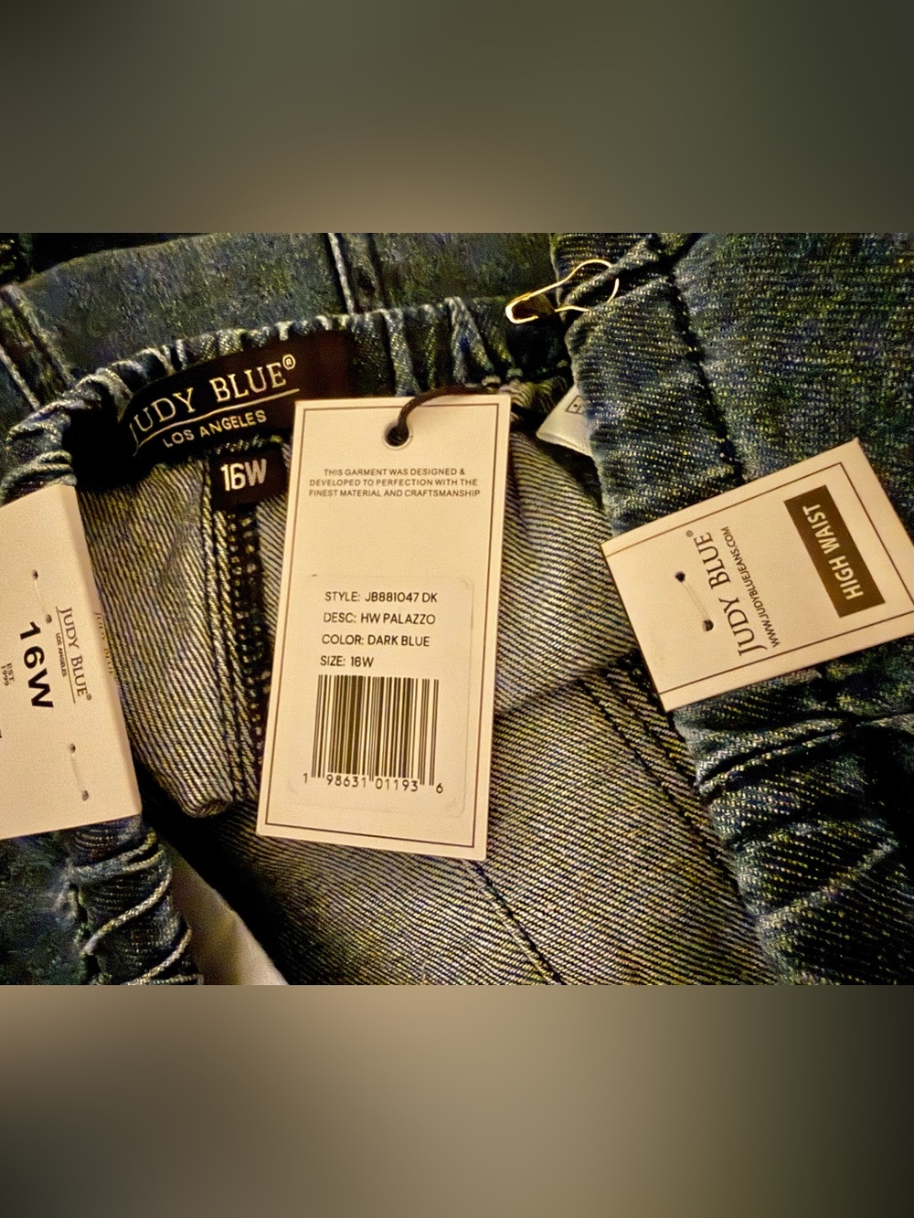 Judy Blue Hemp Blend High Waist Featherweight Palazzo Wide Leg Jeans Sz 16W NWT - Picture 9 of 10